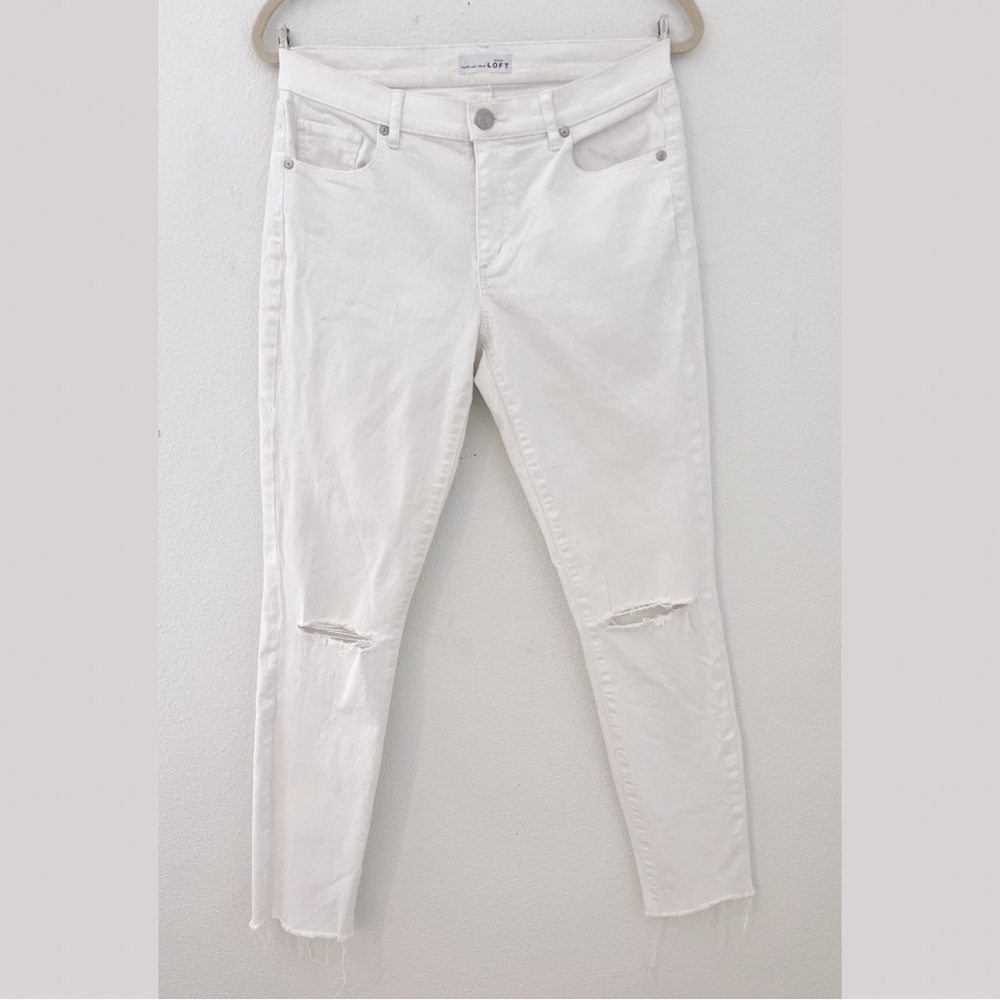 Loft White Ripped Skinny Jeans | Size 29
